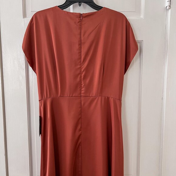 Zoe And Claire Tie Waist Satin Midi Dress - Picture 7 of 15